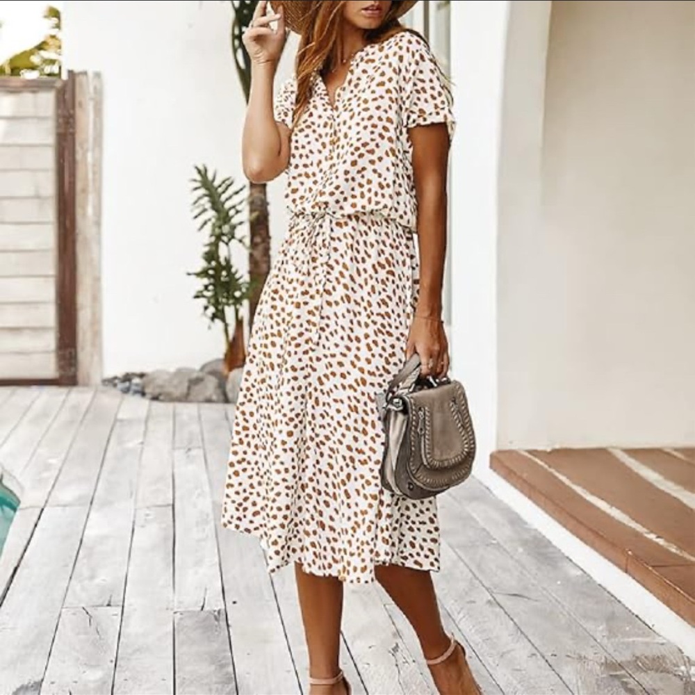 Brown Polka Dot Maxi Dress